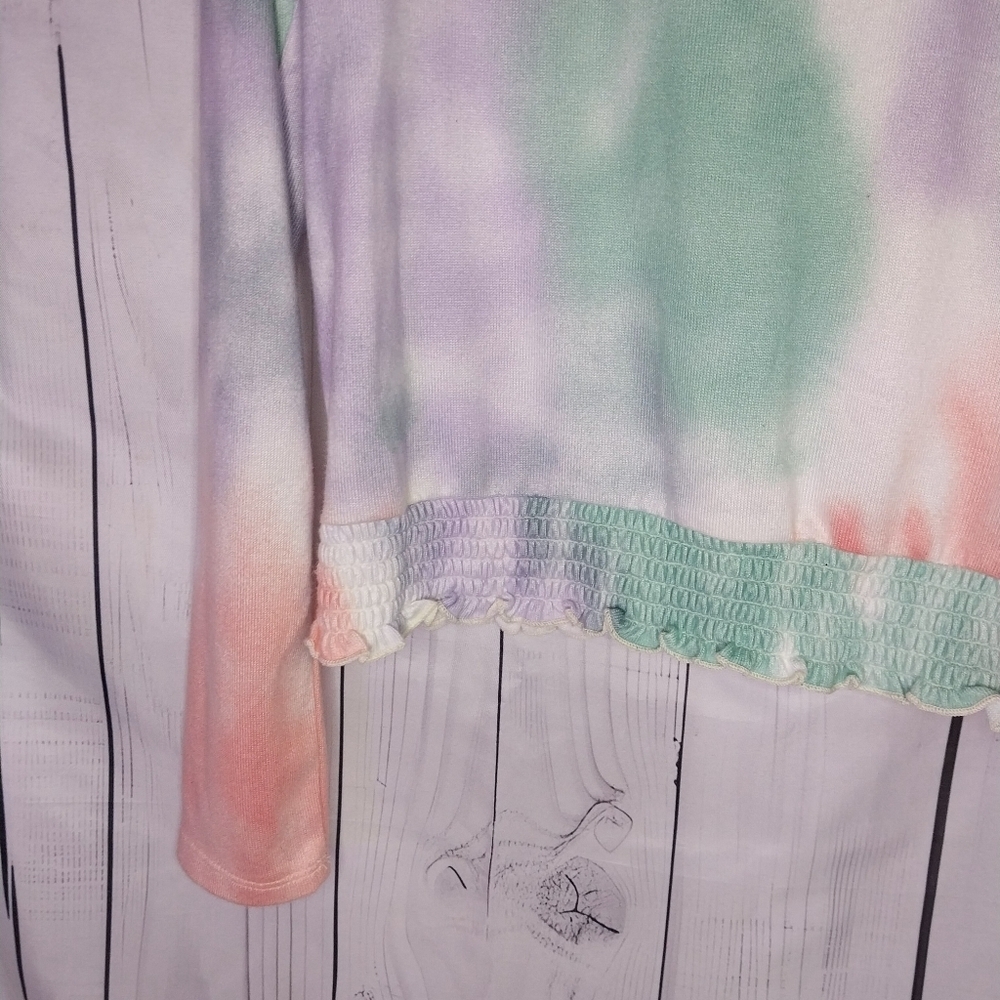 SO Long-Sleeve Super Cozy Crewneck Tie-Dye Top With Elastic Hem - Picture 7 of 8